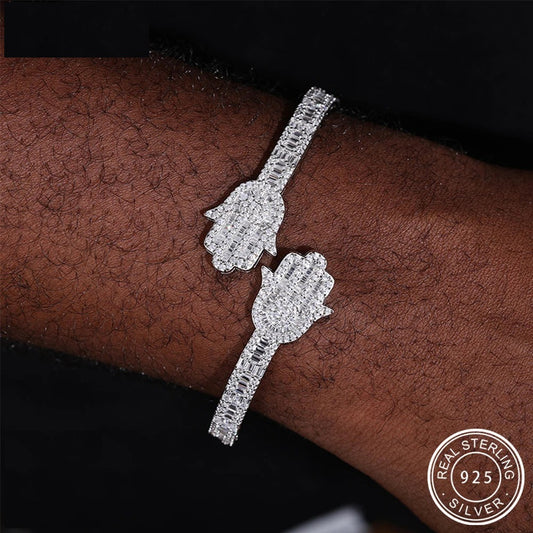 Iced Out Hamsa Bangle for Men, image 2