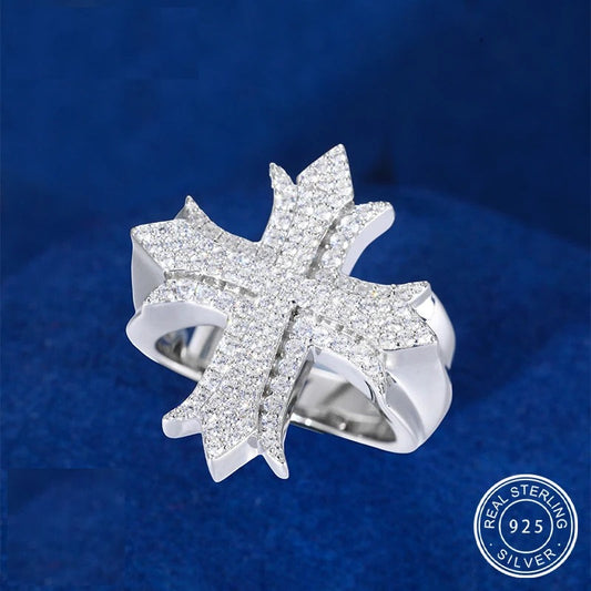 Iced Out Cross Ring for Men, image 2