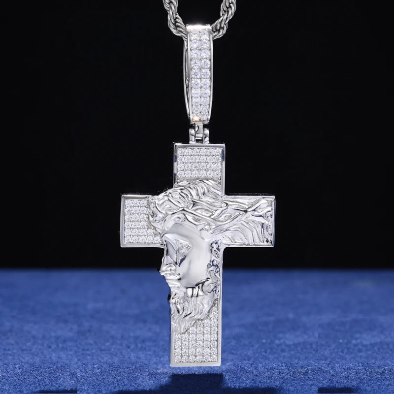 Iced Out Jesus Cross Pendant Necklace for Men, image 2