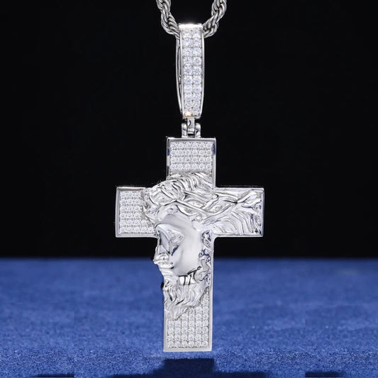 Iced Out Jesus Cross Pendant Necklace for Men, image 2