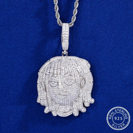 Iced Out Cartoon Dreadlock Pendant Necklace for Men, image 2