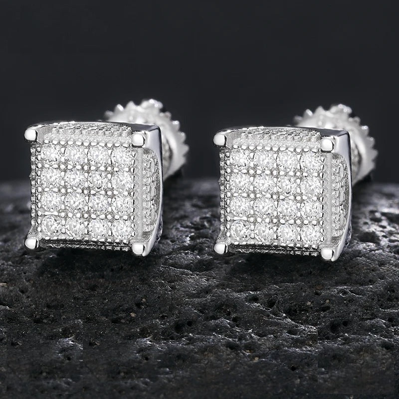 Moissanite Square Cluster Stud Earrings, image 3