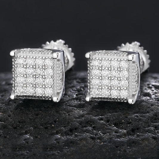 Moissanite Square Cluster Stud Earrings, image 3