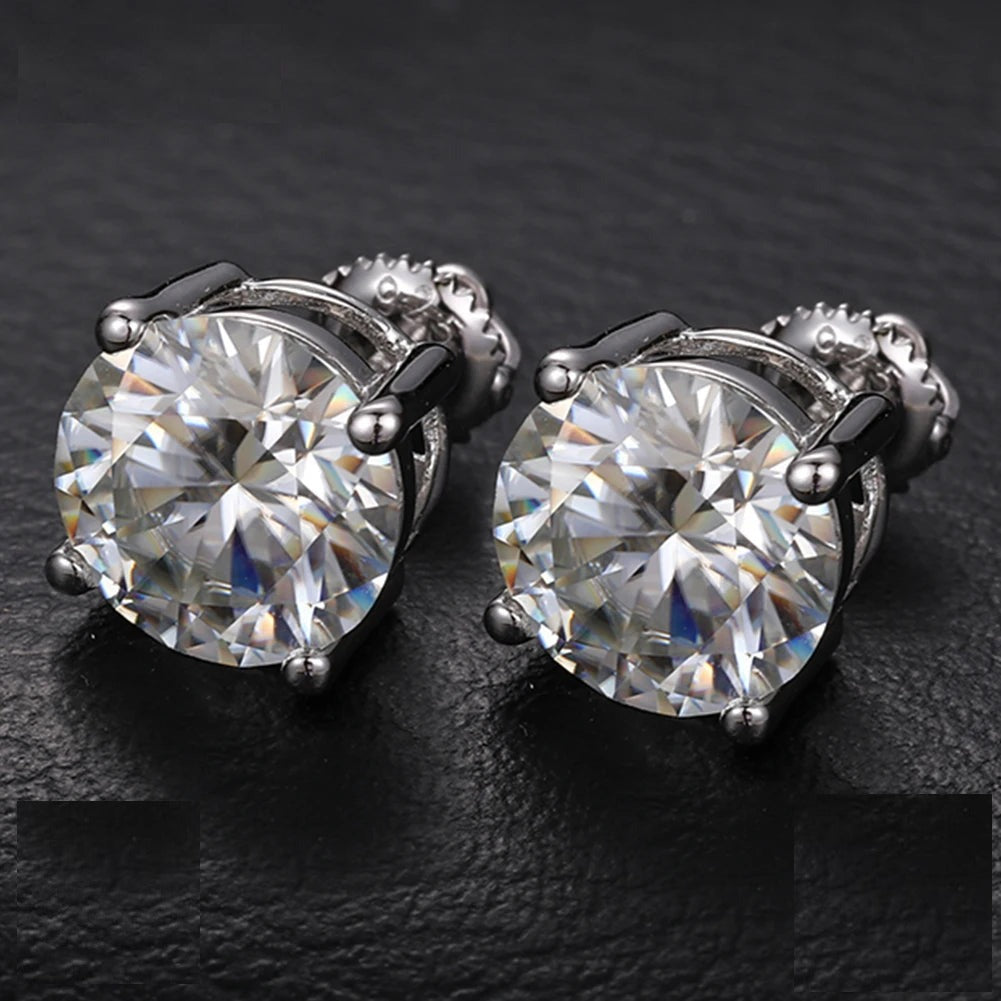 9mm 3ct Round Cut Moissanite Stud Earrings, image 2
