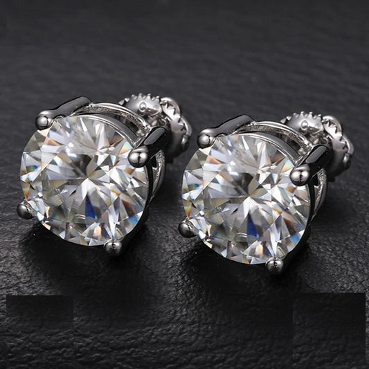 9mm 3ct Round Cut Moissanite Stud Earrings, image 2