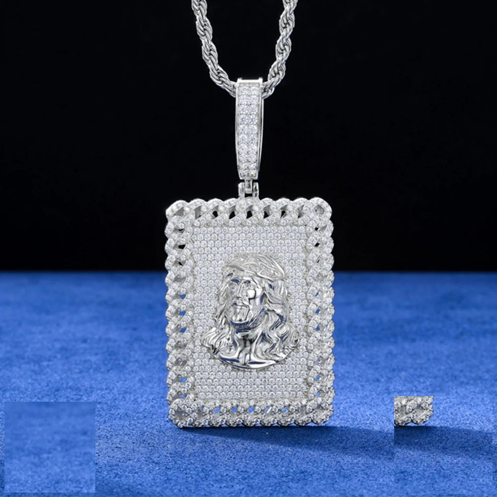 Iced Out Jesus Tag Pendant for Men, image 2