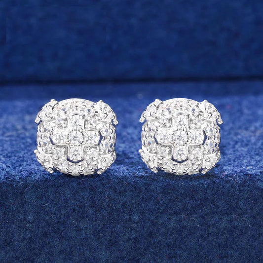 Iced Out Moissanite Cross Stud Earrings for Men, image 3