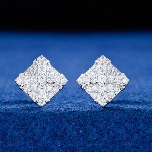 Iced Out Moissanite Cross Stud Earrings for Men, image 3