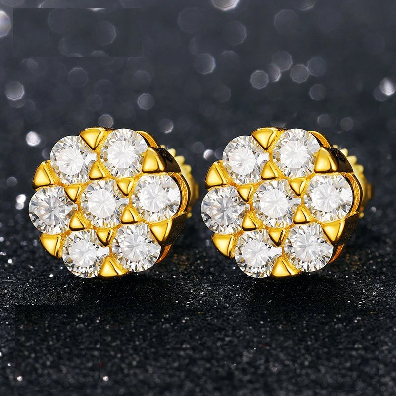 Moissanite Flower Cluster Stud Earrings, image 3