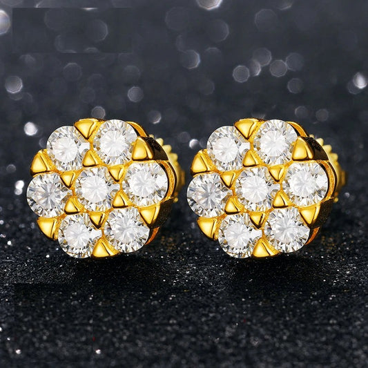 Moissanite Flower Cluster Stud Earrings, image 3