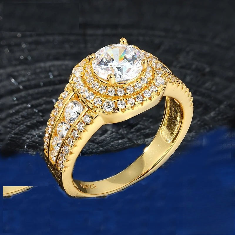 Round Cut Moissanite Halo Ring