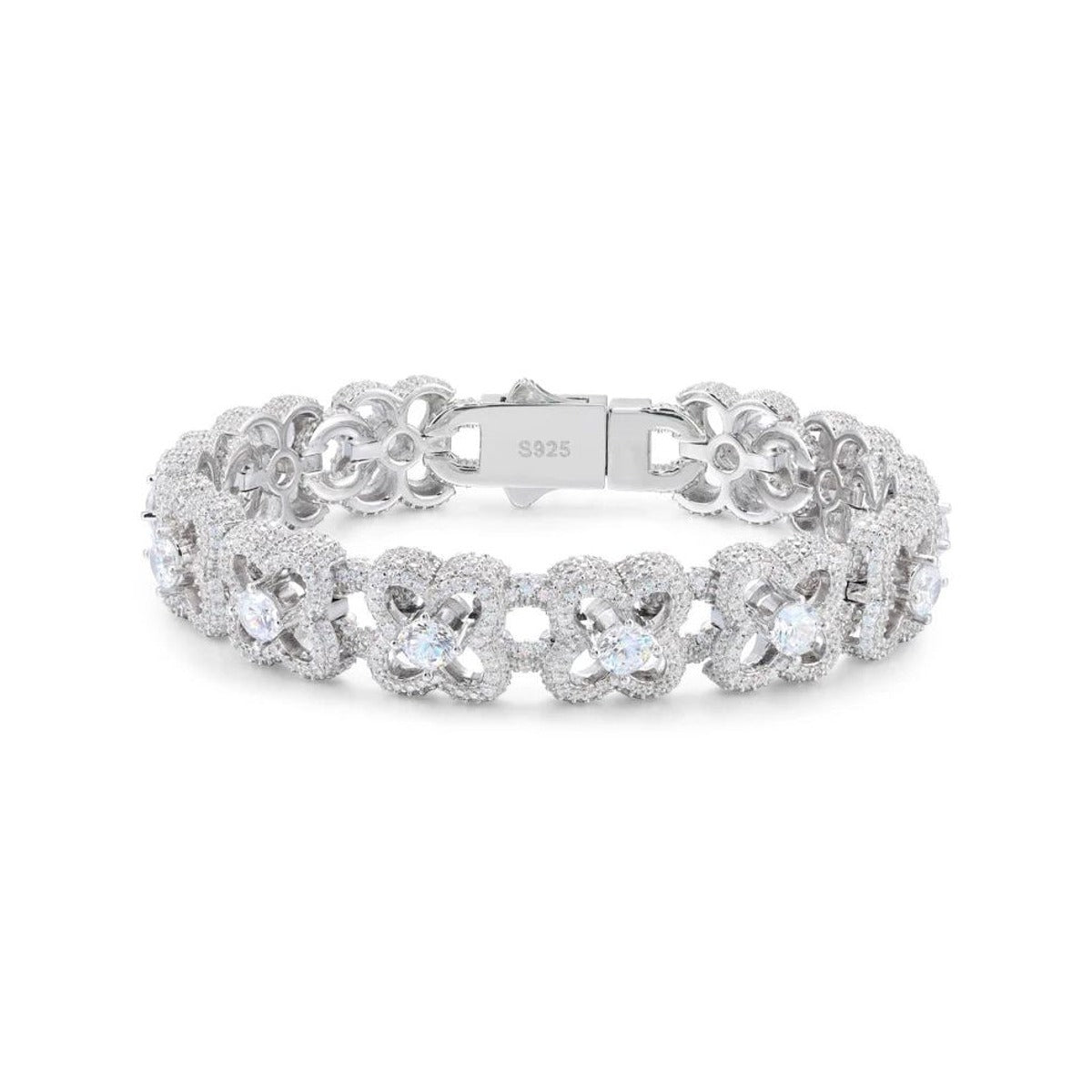 Iced Out Clover Link Bracelet for Men