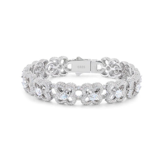 Iced Out Clover Link Bracelet for Men
