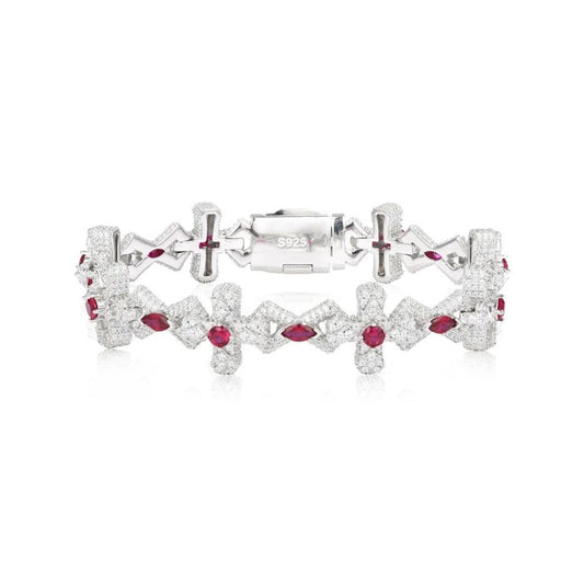 Iced Out Cross Link Bracelet for Men
