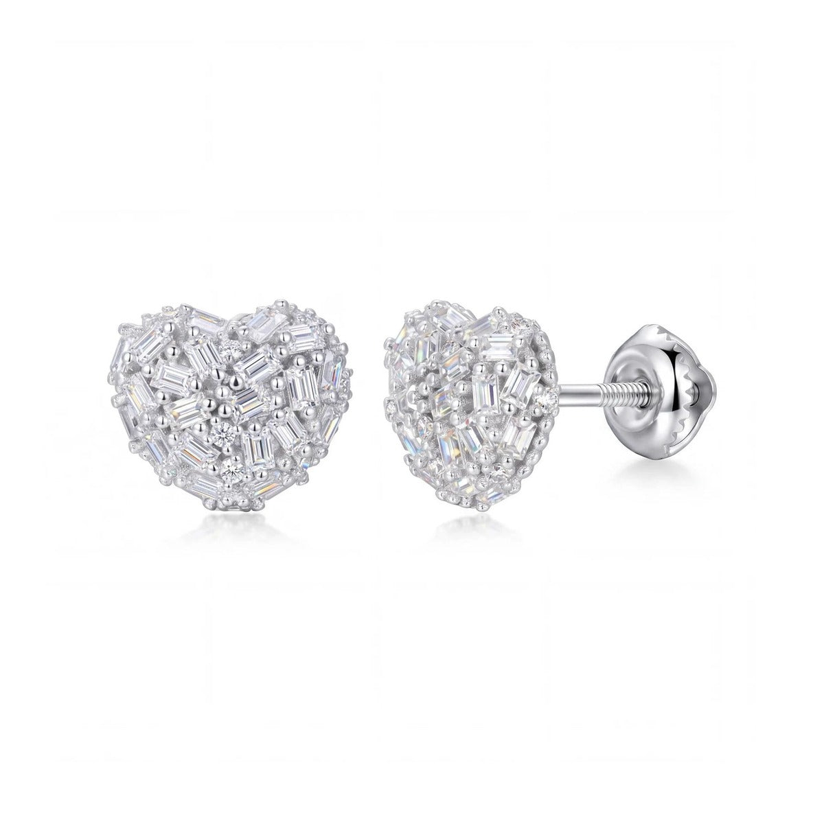 Moissanite Pave Heart Stud Earrings