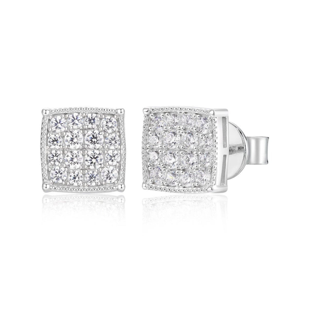 Iced Out Moissanite Square Cluster Stud Earrings