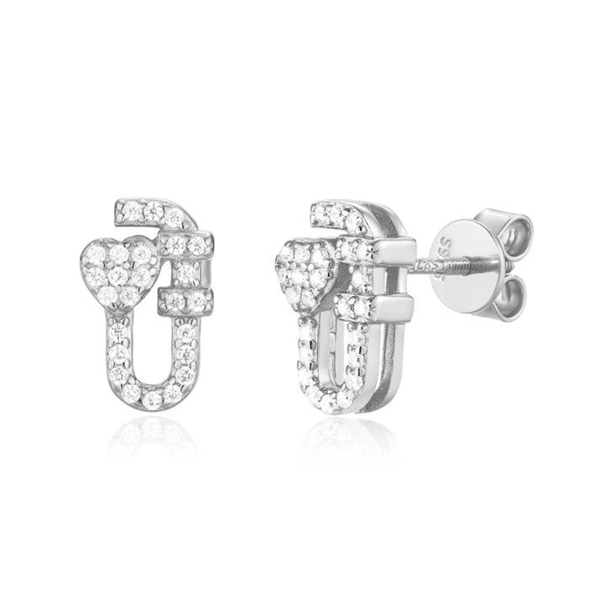 Moissanite Paper Clip Stud Earrings