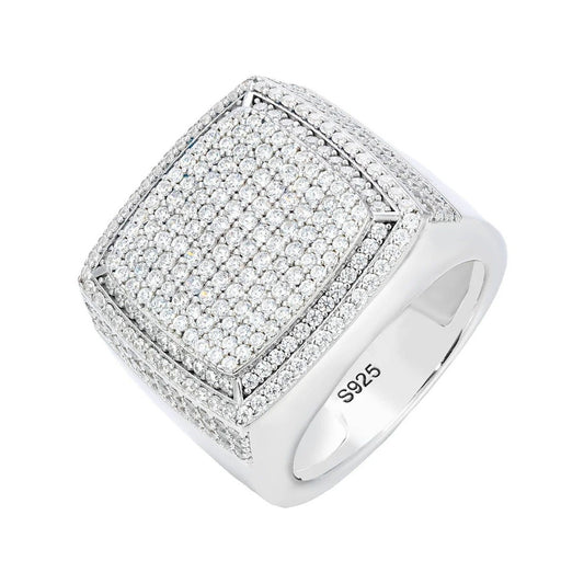 Iced Out Square Signet Ring for Men