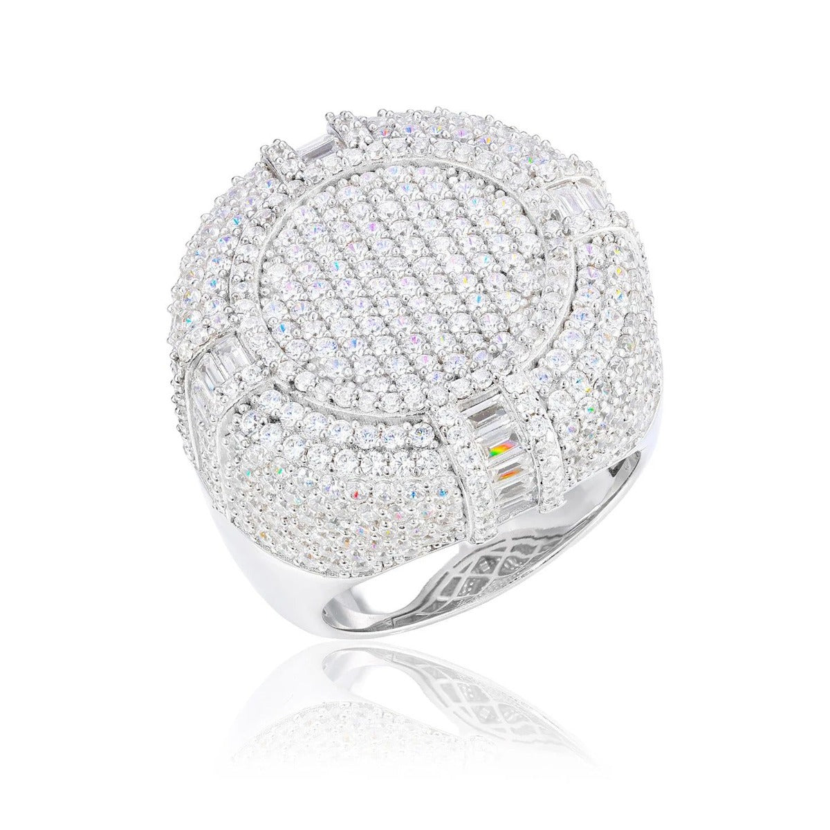 Iced Out Round Cluster Ring for Men
