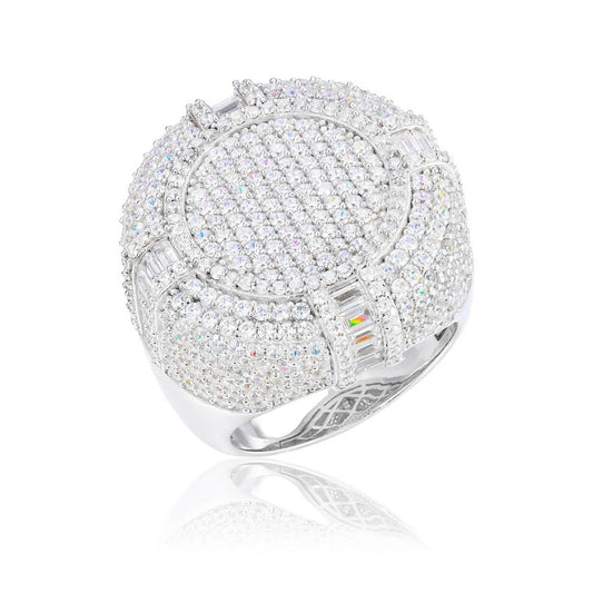 Iced Out Round Cluster Ring for Men