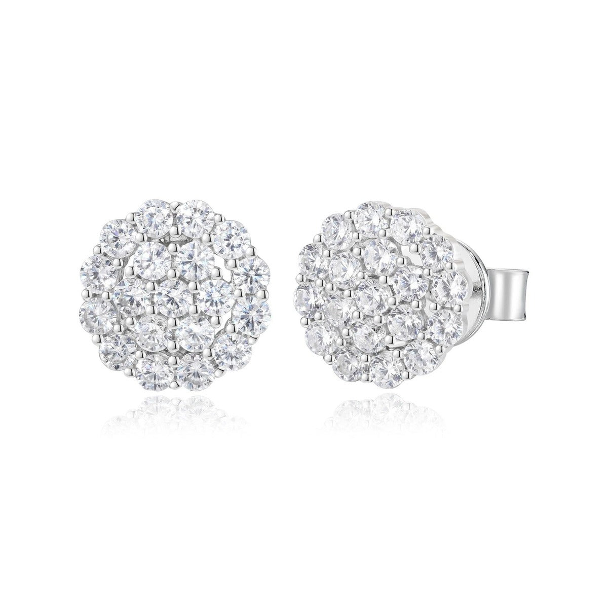 Iced Out Moissanite Cluster Stud Earrings for Men