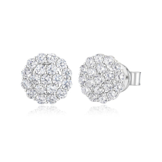 Iced Out Moissanite Cluster Stud Earrings for Men