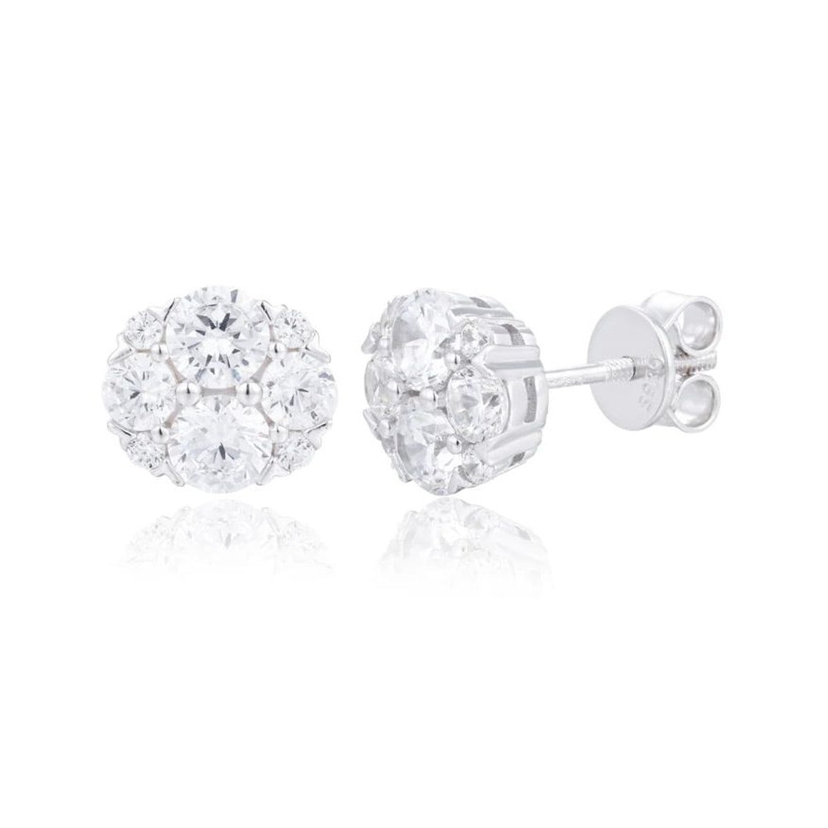 Moissanite Flower Cluster Stud Earrings