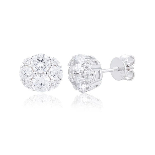 Moissanite Flower Cluster Stud Earrings