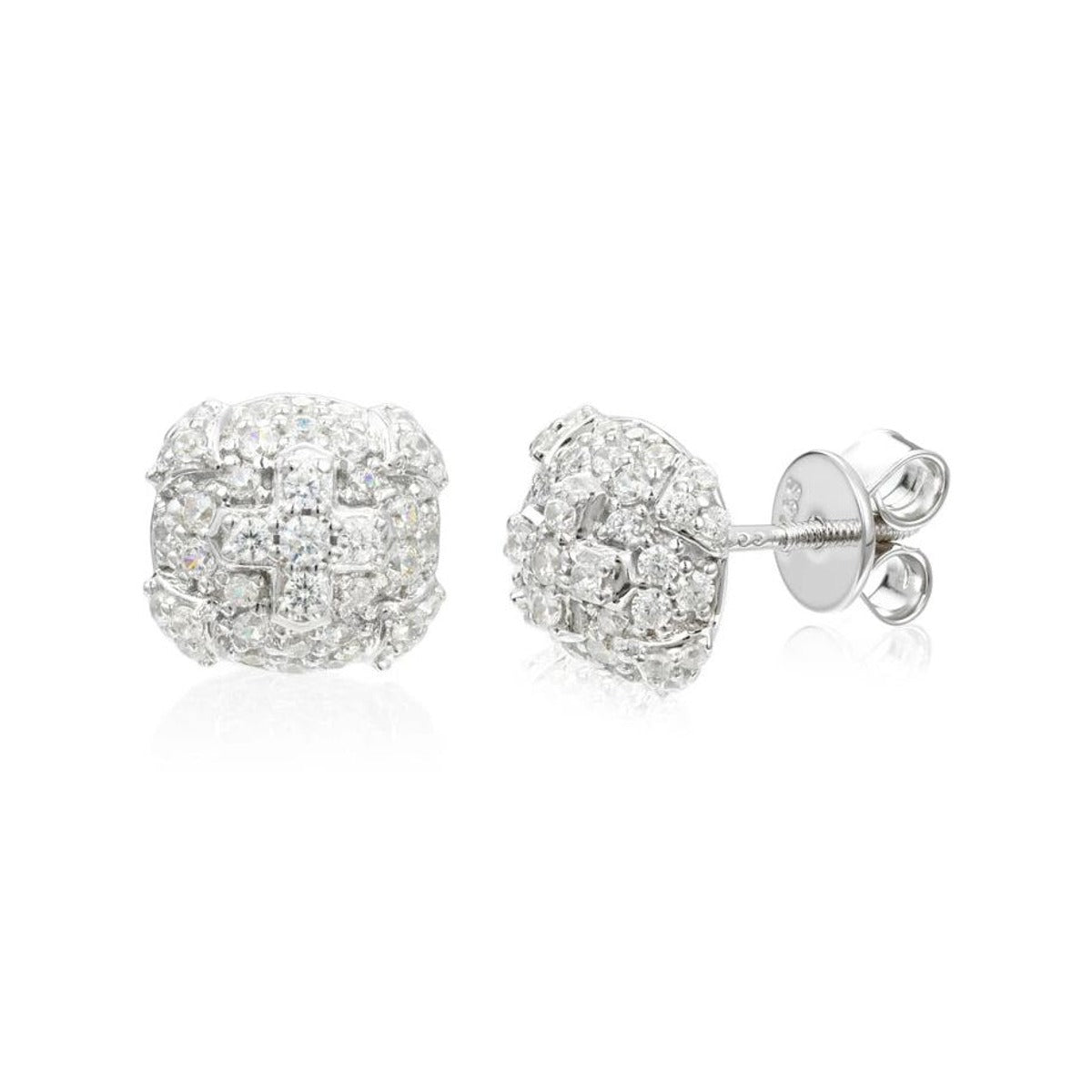 Iced Out Moissanite Cross Stud Earrings for Men