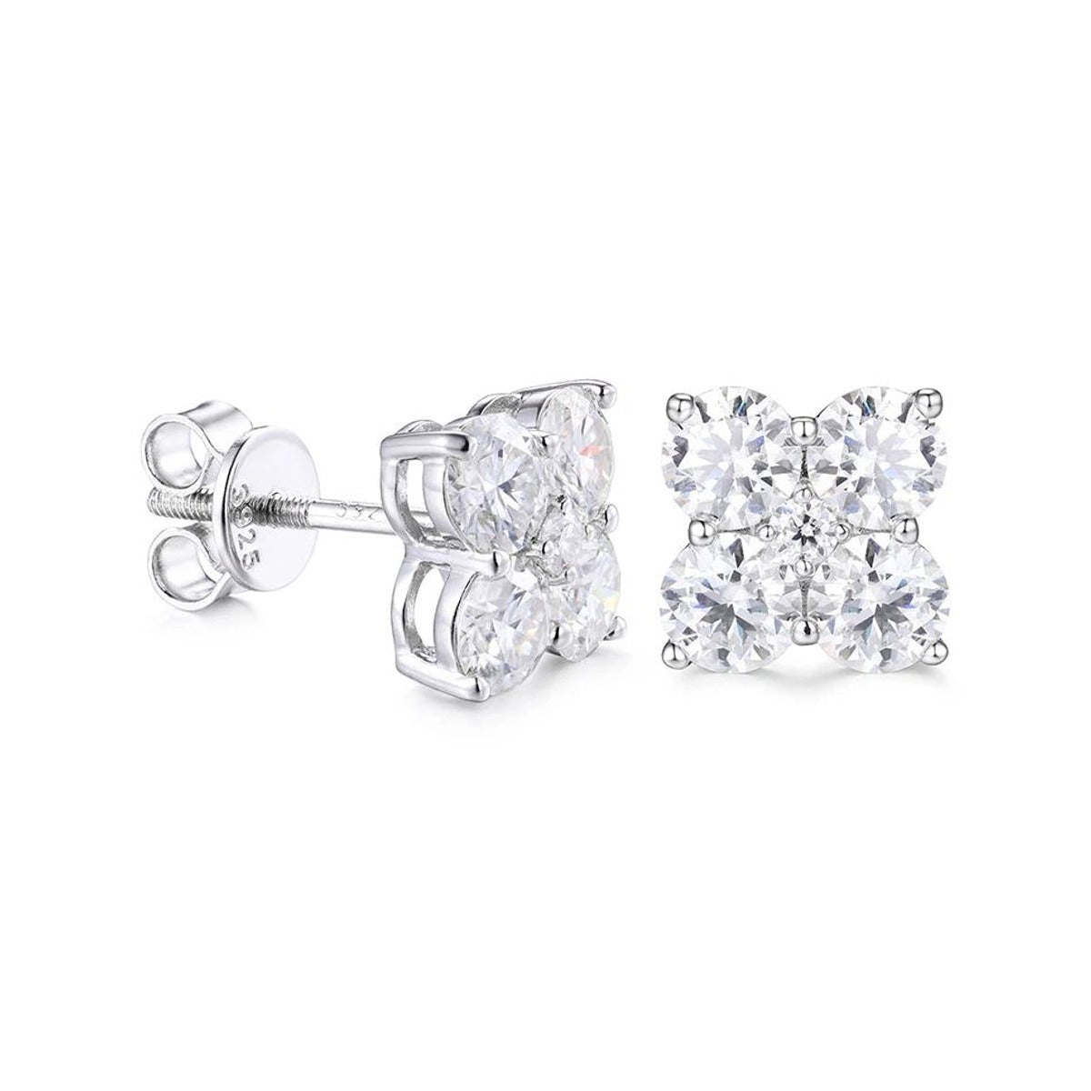 2.48cttw Moissanite Cluster Stud Earrings