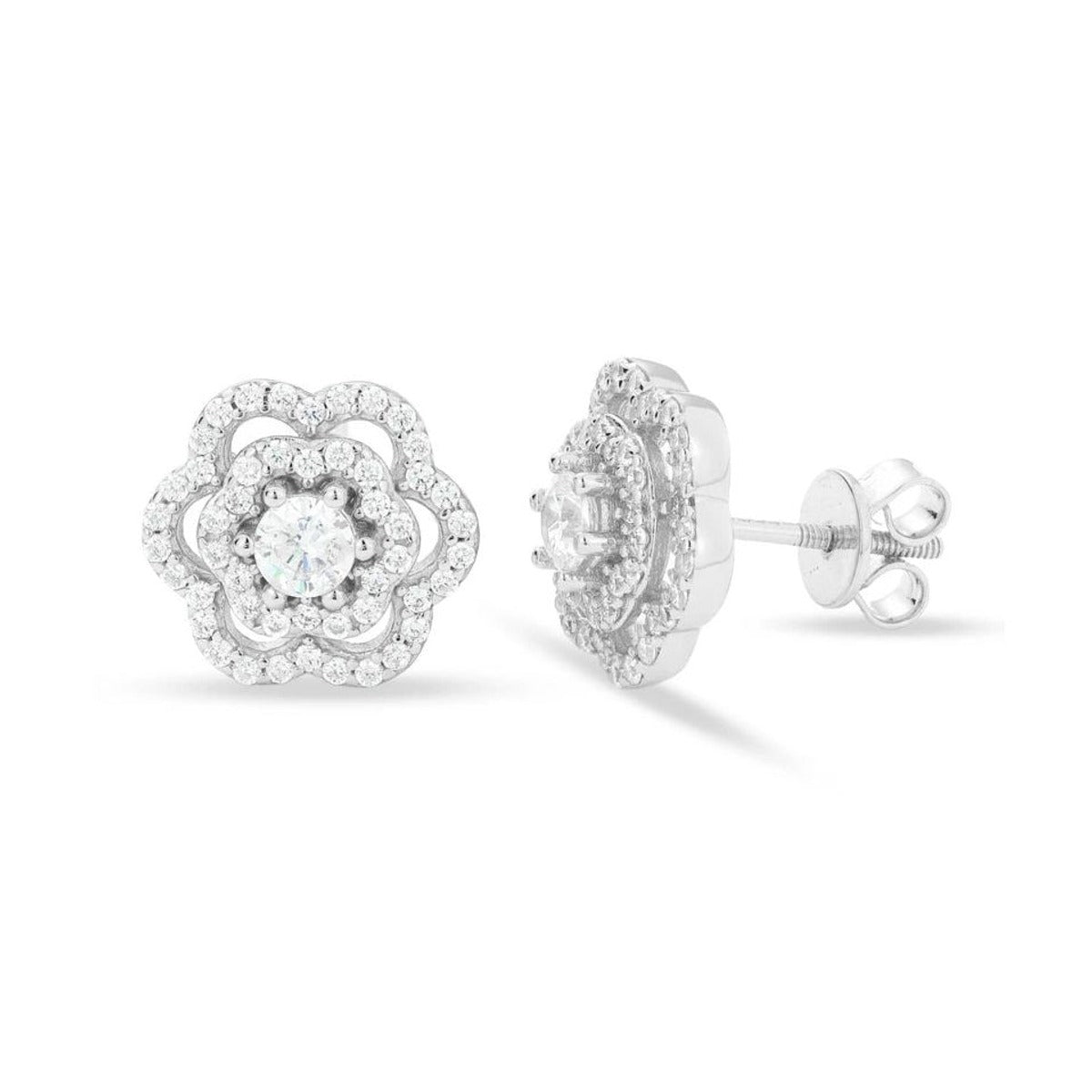Moissanite Rose Flower Stud Earrings