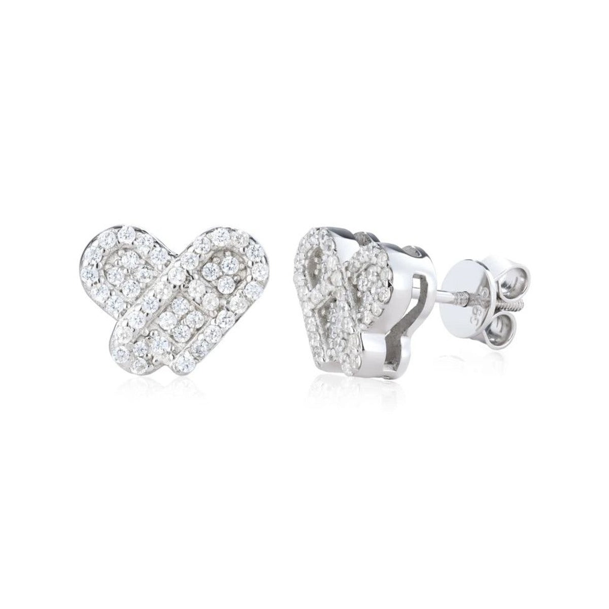 Moissanite Pave Heart Stud Earrings
