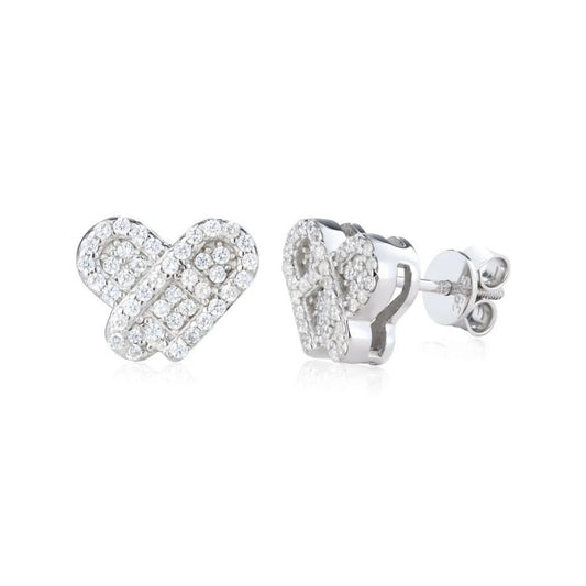 Moissanite Pave Heart Stud Earrings