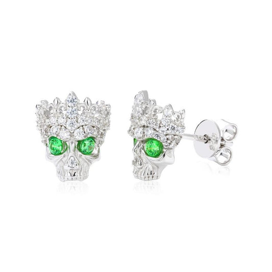 Iced Out Moissanite Skull Stud Earrings for Men