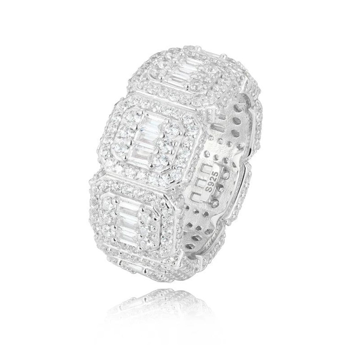 Iced Out Moissanite Wide Band Ring