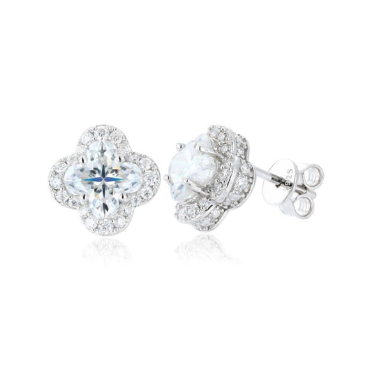 Moissanite Four Leaf Clover Stud Earrings