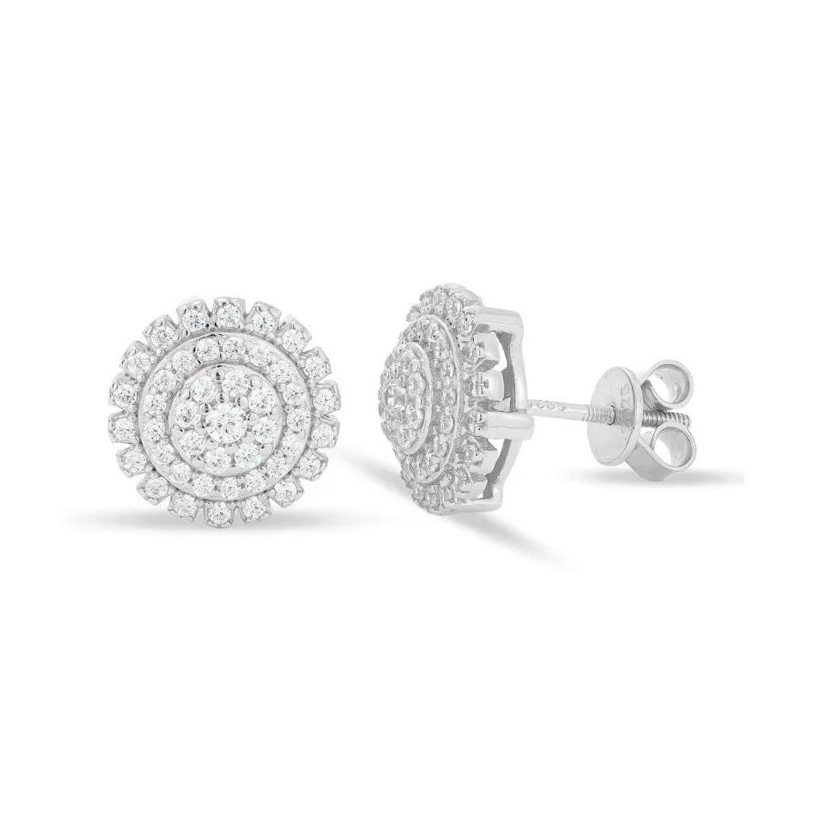 Moissanite Sunflower Cluster Stud Earrings