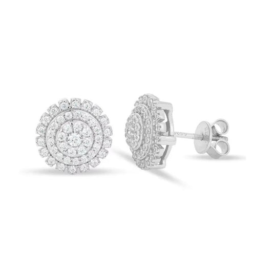 Moissanite Sunflower Cluster Stud Earrings