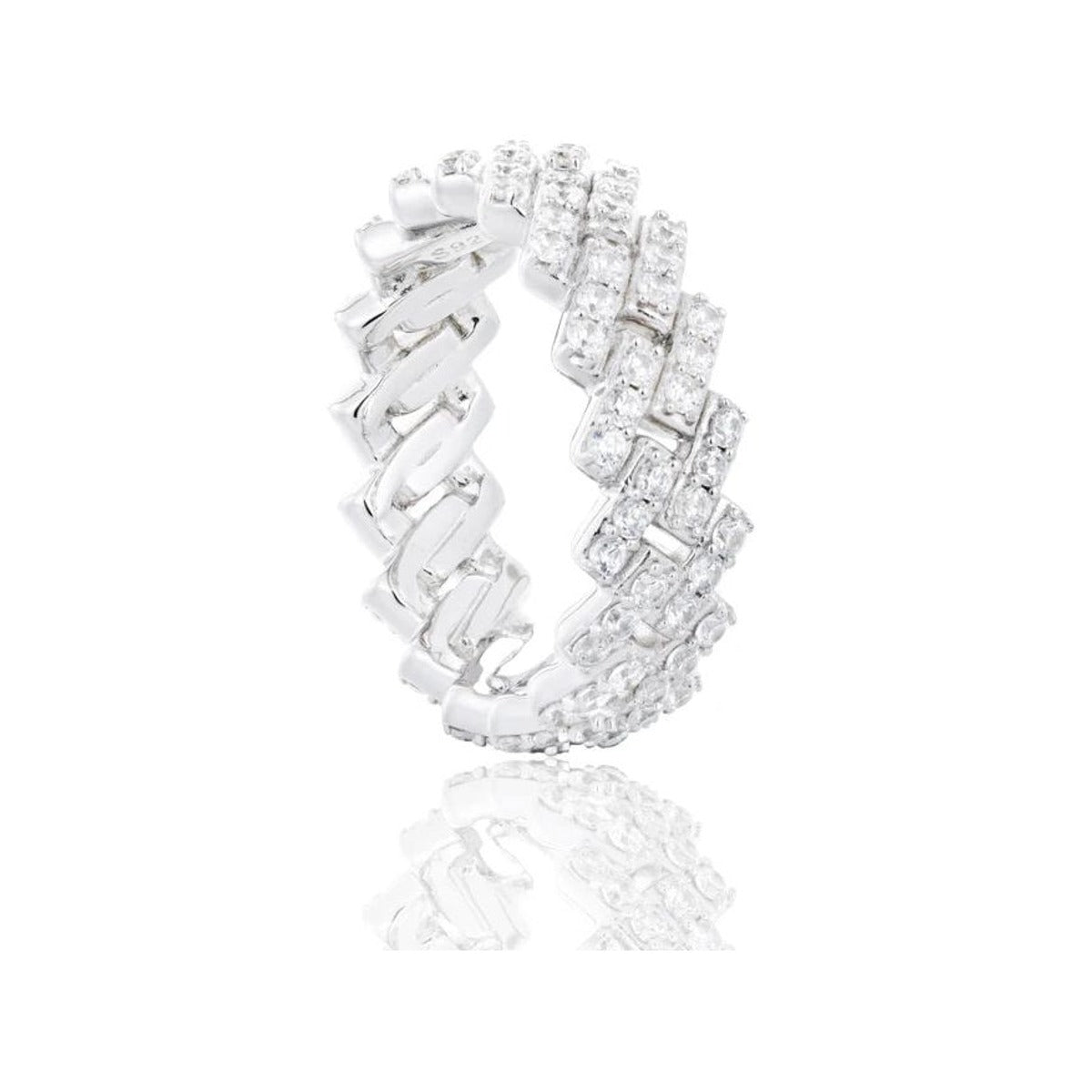8mm Moissanite Cuban Link Ring for Men