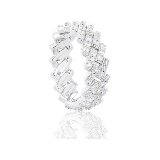 8mm Moissanite Cuban Link Ring for Men