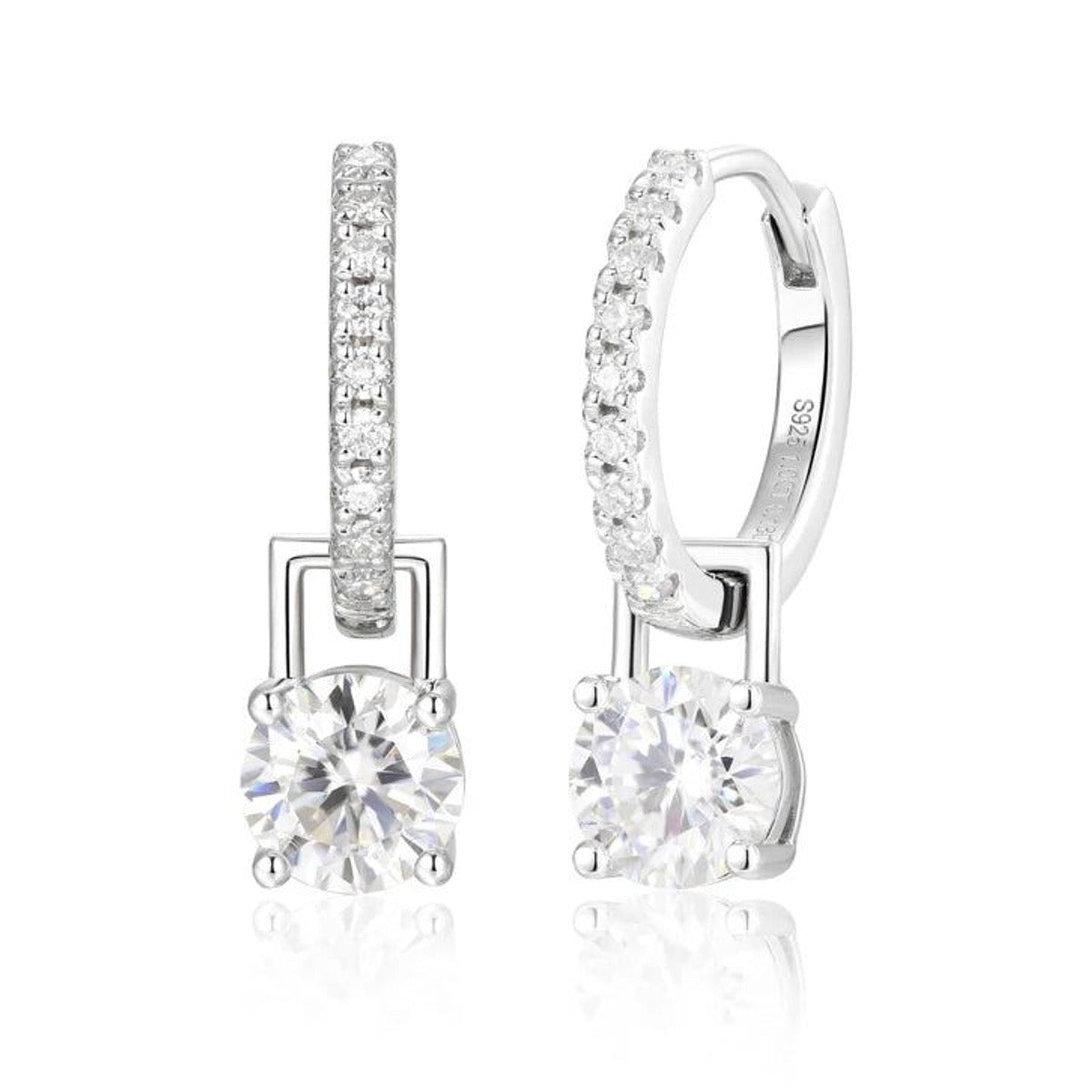 Iced Out Moissanite Drop Huggie Earrings