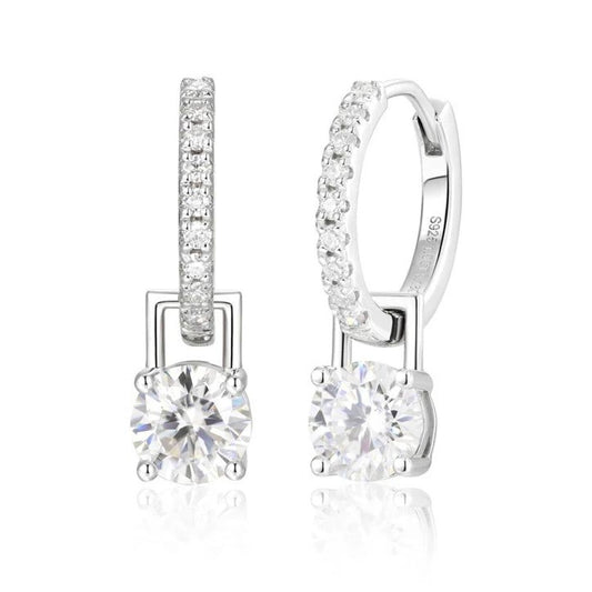 Iced Out Moissanite Drop Huggie Earrings
