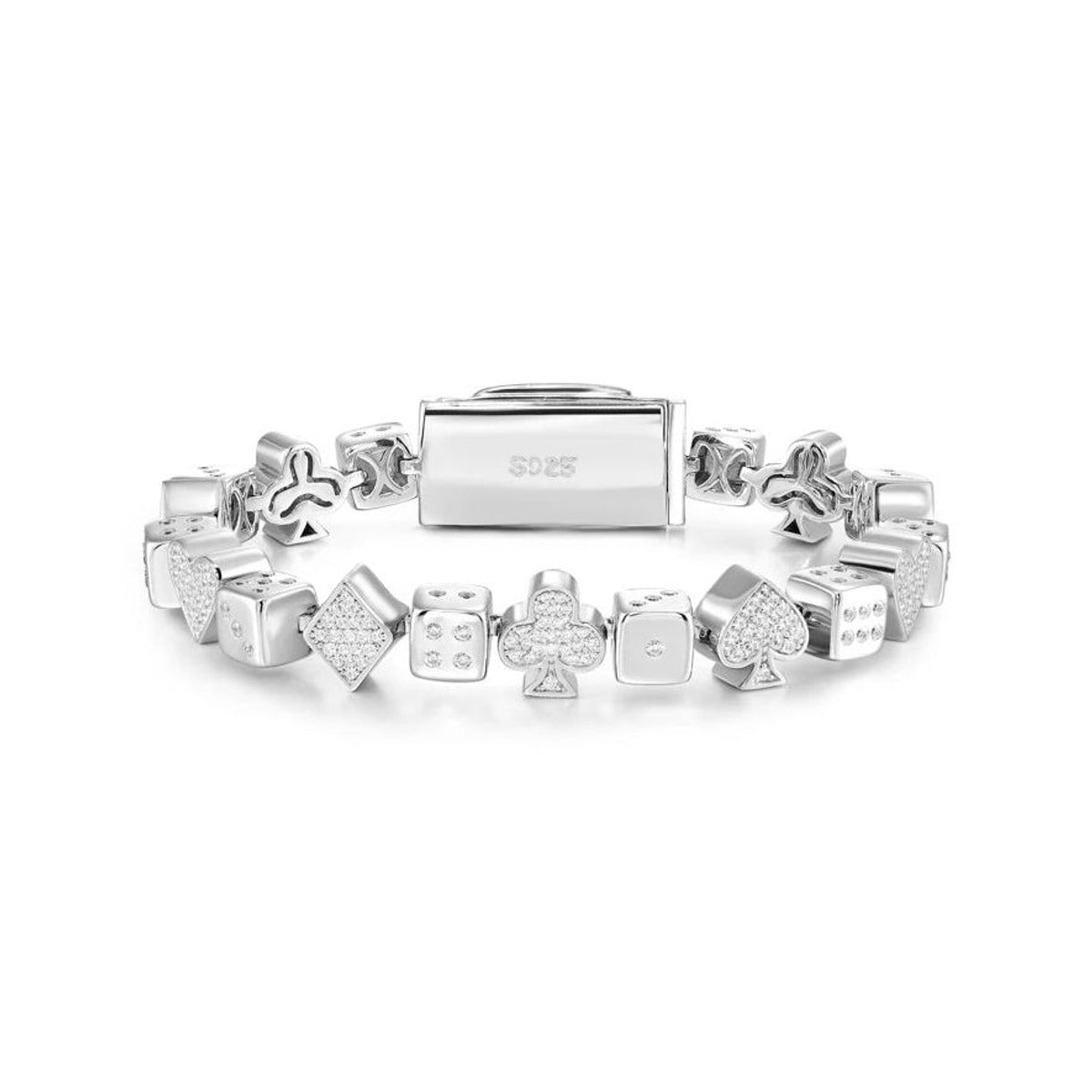 Iced Out Poker Dice Link Bracelet for Men