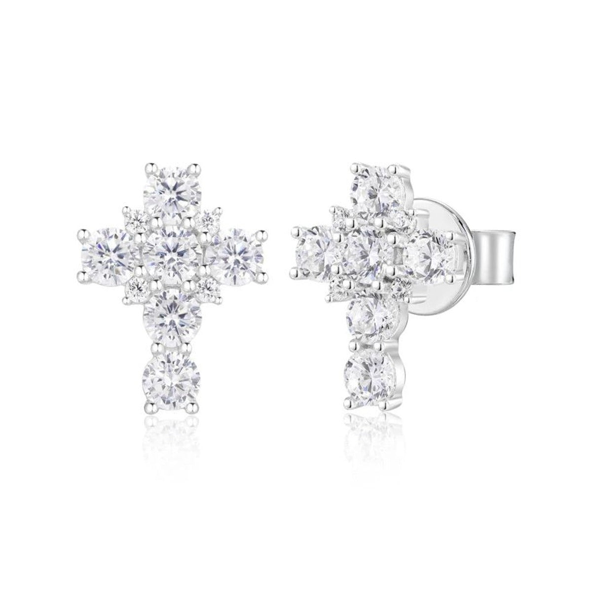 Iced Out Cross Stud Earrings for Men