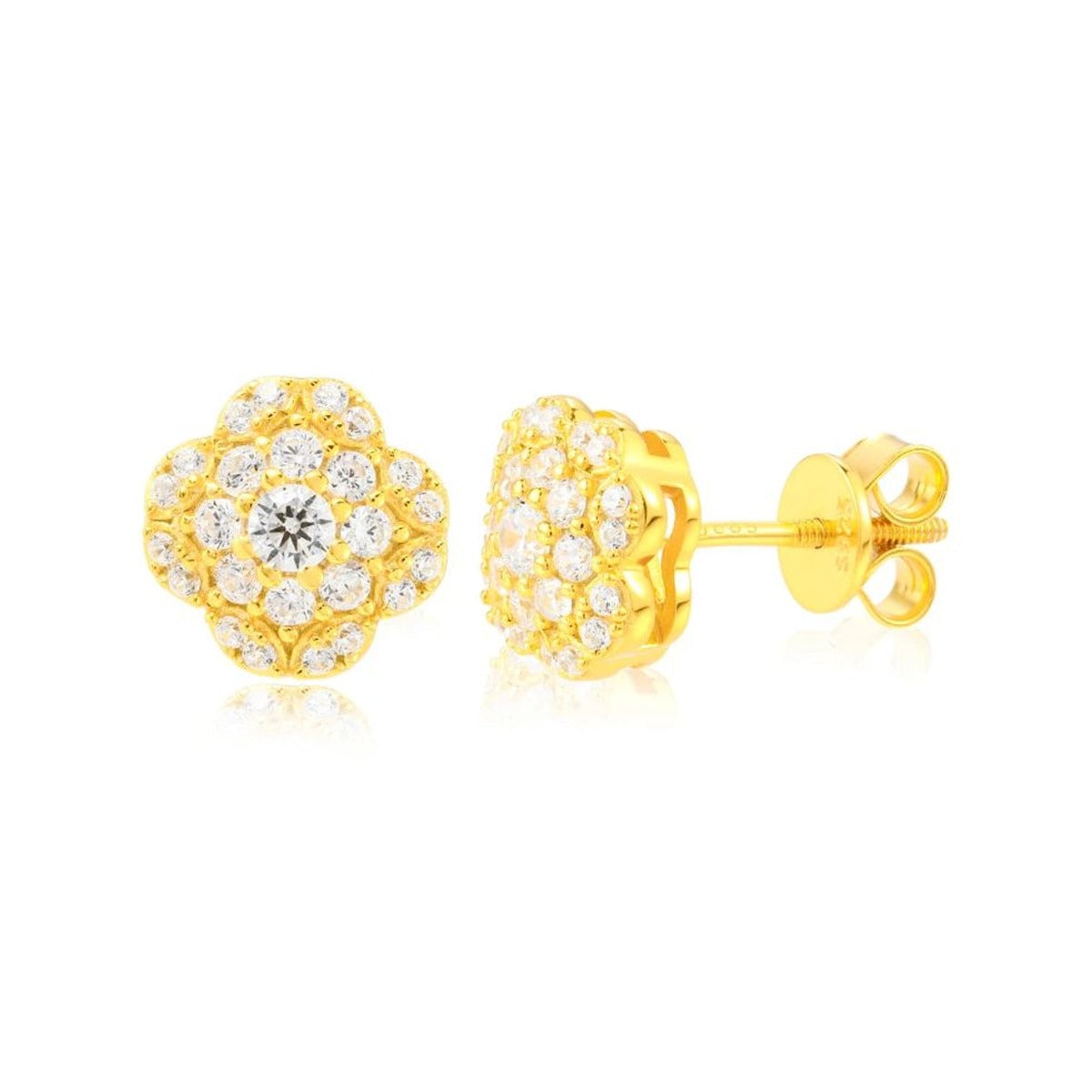 Moissanite Clover Cluster Stud Earrings