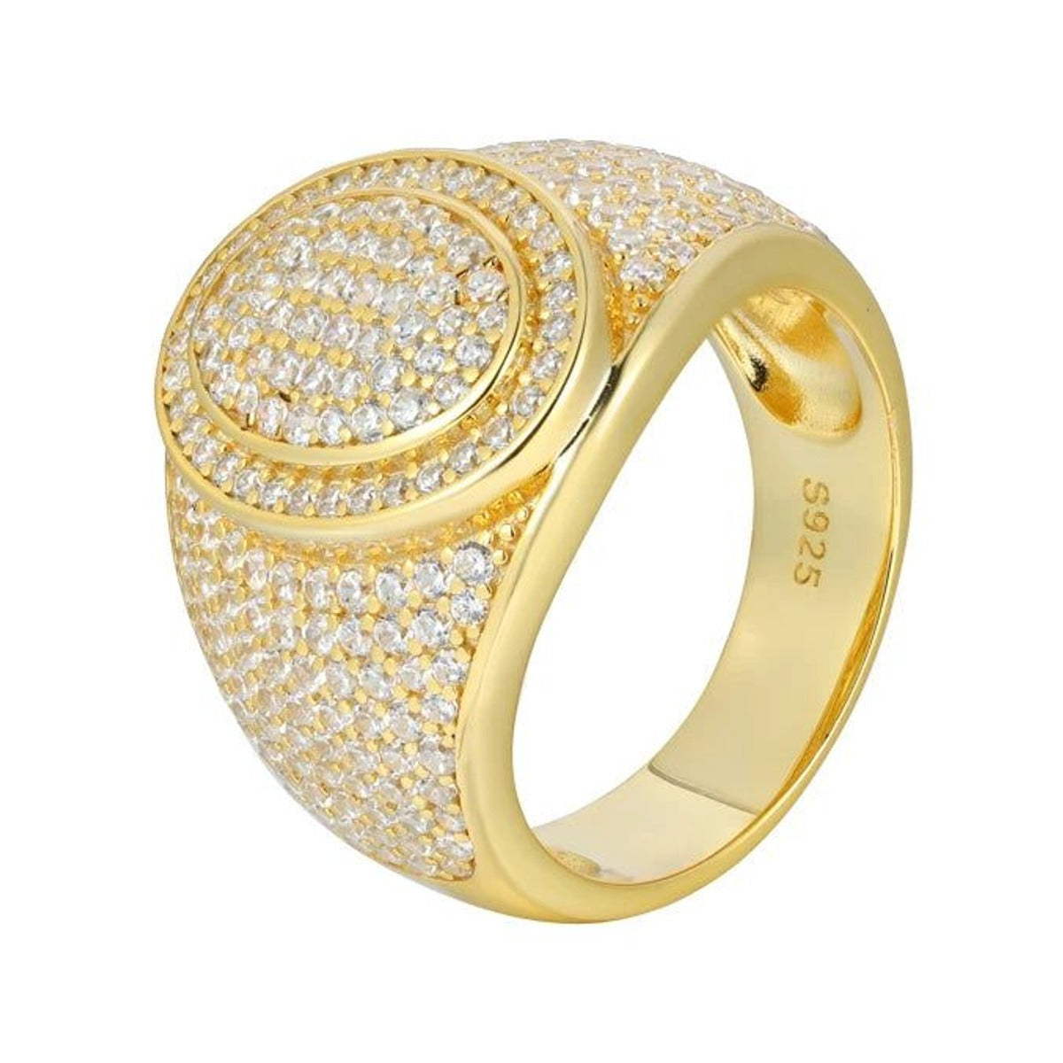 Iced Out Cross Signet Ring for Men