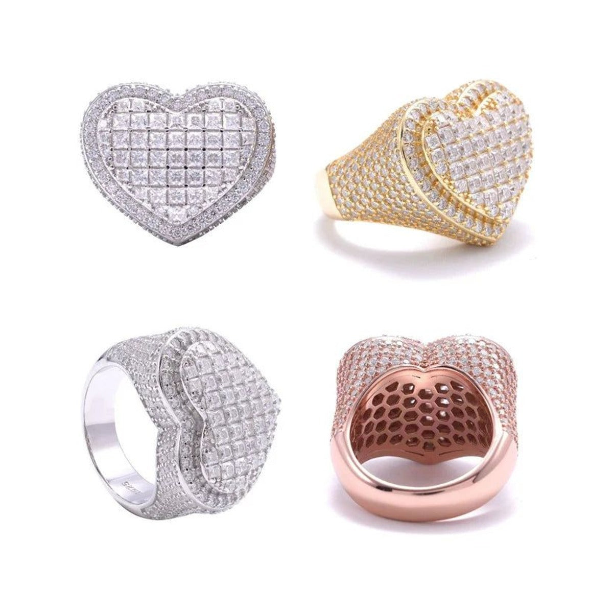 Iced Out Pave Heart Ring for Men