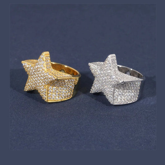 Iced Out Star Ring for Men