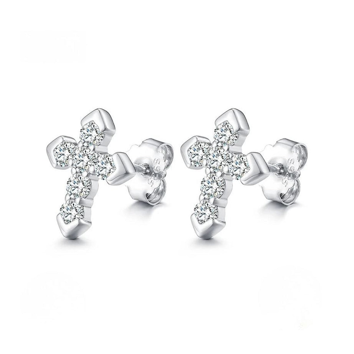 Moissanite Cross Stud Earrings