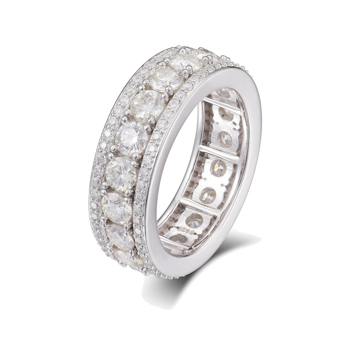 Iced Out Moissanite Wide Band Pave Ring for Men